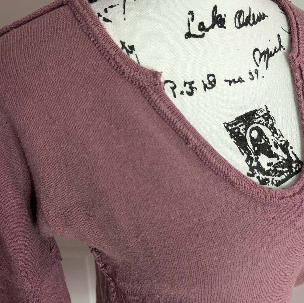 NWT Free People Mauve Pink Lightweight V-Neck Long Sleeve Sweater - Picture 2 of 7